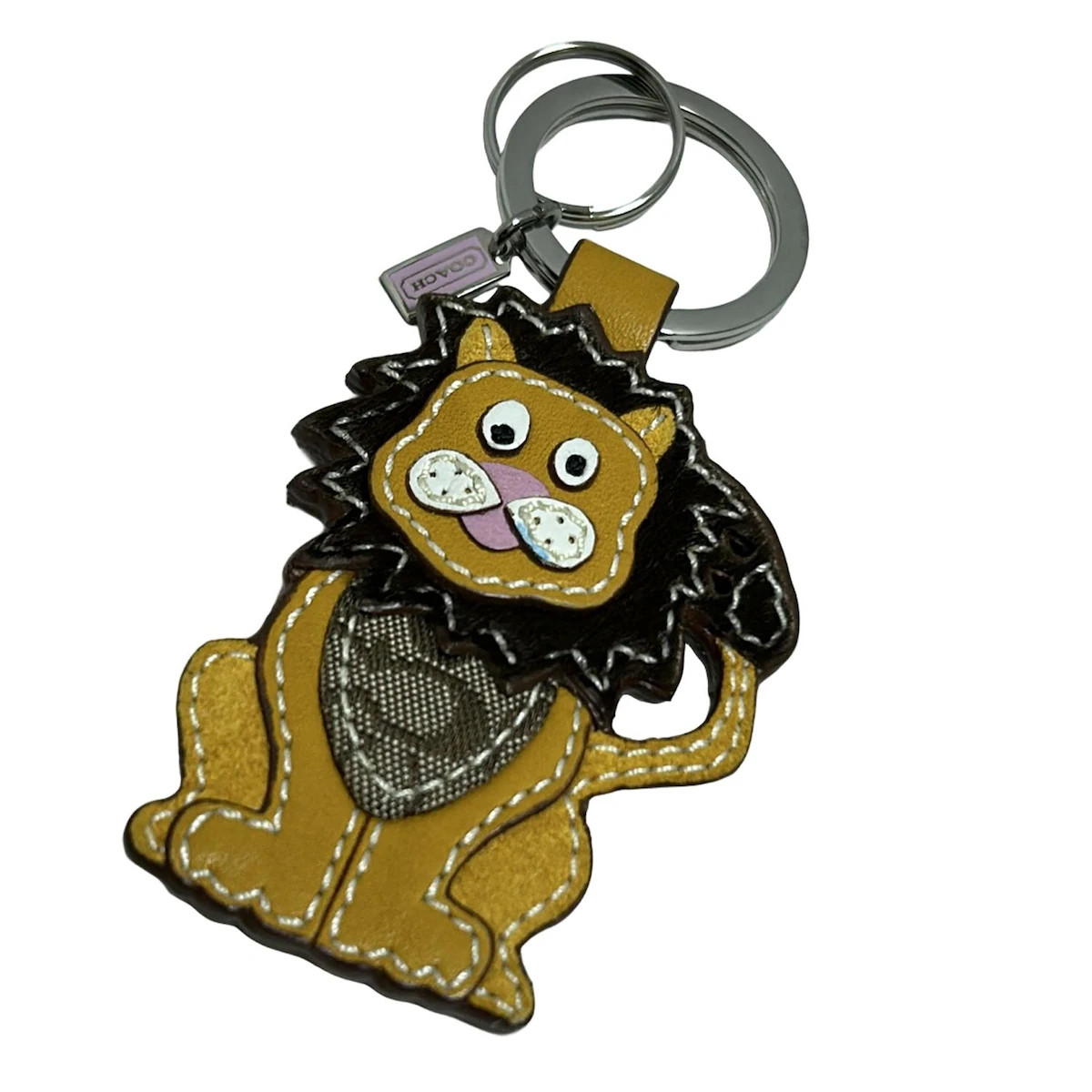 COACH Yellow Brown Leather Bag Charm