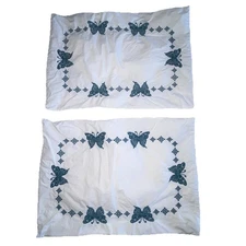 Pottery Barn Windsor Embroidered Butterfly Pillow Shams Set of 2 Standard