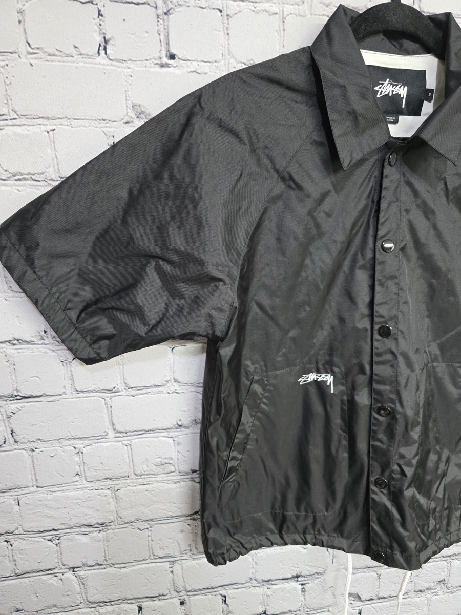 にがり STUSSY 00's fade coach jacket Stussy Mens Coach Jacket Small Black S/S Rain Coat Logo