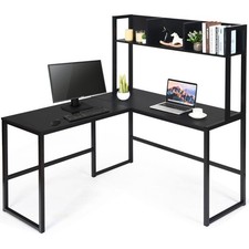 L-Shaped Corner Computer Desk Large PC Table Workstation with Storage Bookcase