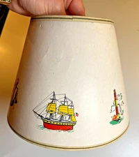 Vintage 1950s Nautical Clip-On Lampshade  Ship Lighthouse Anchor Buoy Maritime