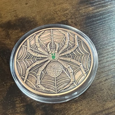 5oz Copper Round - Spider In Web (Glow In The Dark Center)  - .999 Fine Copper