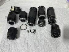Lot Of  8 Vtg  Camera Lenses - Untested 4 Parts Tamron Owen Chinar Kiron Sigma