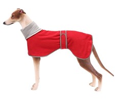 Geyecete Greyhound Cosy Fleece Jumper, Dog Winter Coat with XX-Large, Red
