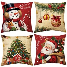 Christmas Pillow Covers 18x18 inch Set of 4, Christmas Decorations Cushion Co...