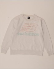 NEW BALANCE Womens Graphic Oversized Sweatshirt Jumper UK 14 Medium White AE10