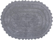 Crochet Collection Reversible Bath Mat, Small Oval, 17x24, Gray