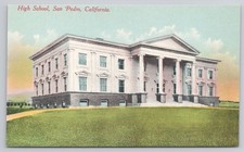 Vintage Postcard San Pedro High School California The First Building