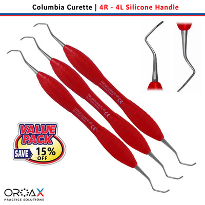 Dental Board Exam Columbia 4R/4L Curette | Red Silicone | OROAX  | 1, 5, 10 PCS