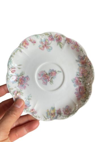 Antike Haviland & Co. Limoges France Teetasse & Untertasse rosa & blaue Azalee sehr guter Zustand - Bild 12 von 17