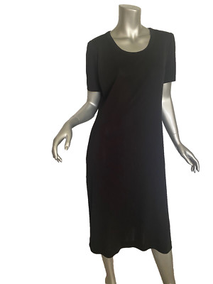 Exclusively Misook  Classic Black Knit Short Sleeve Dress Classy Size M
