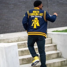 Men's North Caroline A & T Aggie Born Pride Varsity wool Bomber Jacket