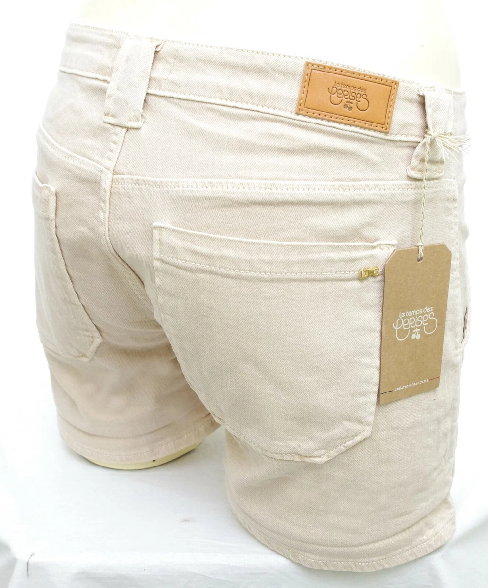 Le Temps des Cerises short jean stretch beige femme Olsen seed