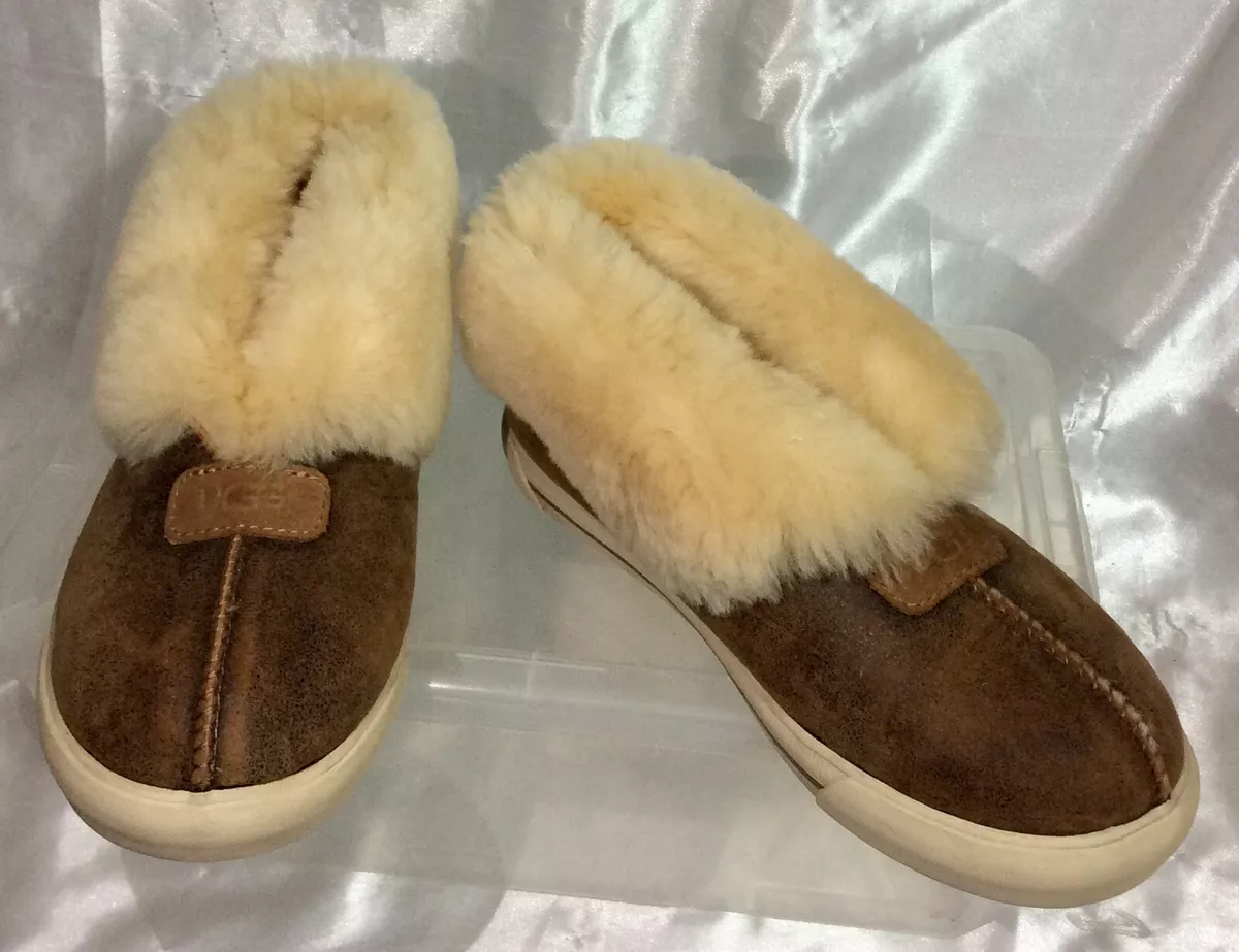 UGG Australia 3054 Brown Nubuck Sheepskin Shearling Fur Slippers