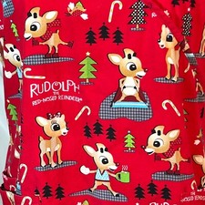 Rudolph The Red-Nosed Reindeer Red Christmas Scrub Top Unisex Size M 100 Cotton