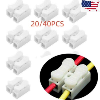 20/100Pcs CH-2 Spring Wire Quick Connectors Splice & Cable Clamp Terminal 2 Way