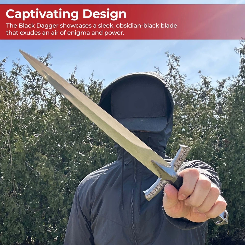 Daga negra grabada Shadow Embrace Winter Is Coming con total de metal 16,5" Foto 4 de 4