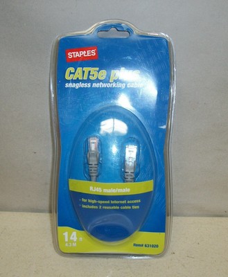 STAPLES CAT5e Plus Snagless Network Cable 14Ft. Item# 631020