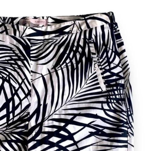 FOREVER 21 Tropical Palm Leaves Pants Beach Boho Party Chino Cuffed Black 6 - Picture 8 of 11