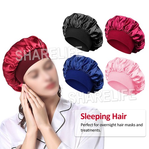Sleeping Bonnet Hair Wrap Silk Satin Cap Women Elastic Night Soft Hat Headwear - Picture 2 of 22