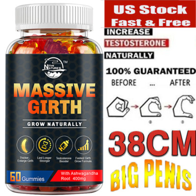   XXXL Plus Size Male ENLARGER Longer Bigger Wider Man Natural Growth 60 Gummies