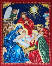32"x40" Cranston Xmas Fabric Quilt Panel Nativity Scene Wall Hanging Mary Jesus