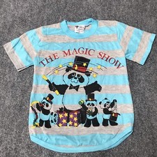 Vintage Kids Shirt Panda Bear Magic Show Size 6 Striped Made in USA Party Cotton