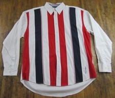 Vintage TOMMY HILFIGER Flag Stripe Signature LS Buttonfront Shirt Size XL