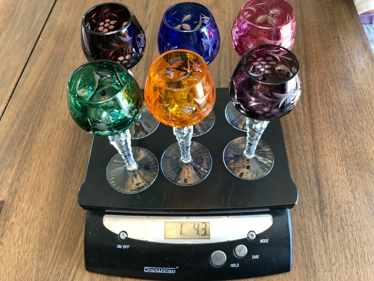 Vintage Lausitzer LA16 Multi-Colored Set of 6 Crystal Cut to Clear