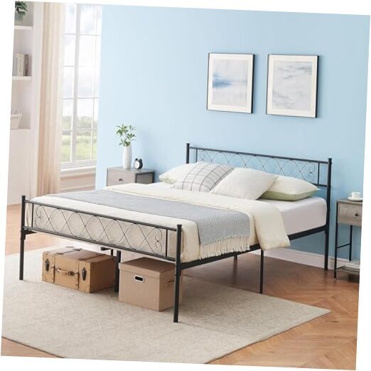Queen Bed Frame with Headborad & Footboard, Queen Size Metal Platform Bed