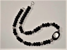 Natural Lava Stone Beaded Necklace 22”L