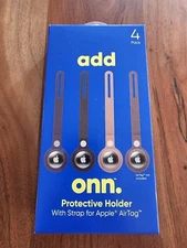 onn. Protective Holder with Strap for Apple AirTag, Vegan Leather, 4 Count 💖
