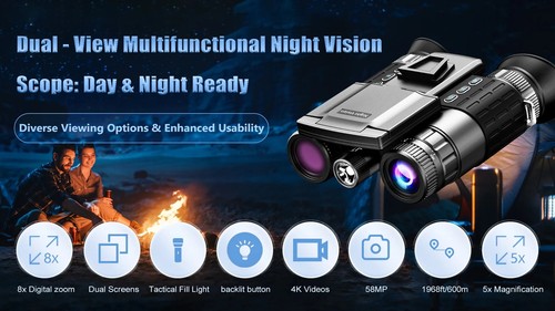Z9155 Digital Infrared Night Vision Goggles 4K Head-Mounted 8X Zoom Dual Screens - Picture 2 of 14