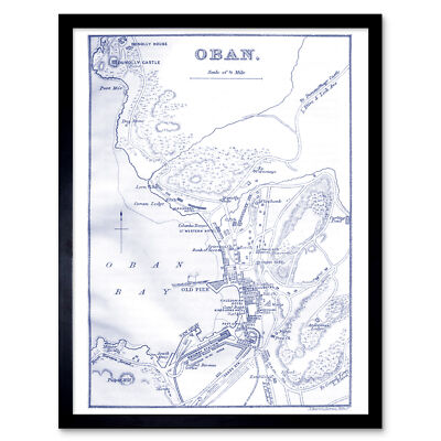 Karte 1888 Bartholemew Oban Stadt Schottland Gerahmter Druck 30x40 cm