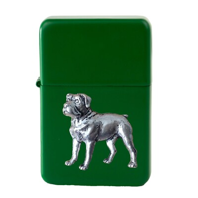 #ad #ad D15 Rottweiler Pewter design on a GREEN flip top petrol lighter windproof GBP 14.95