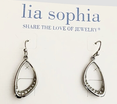 Lia Sophia ''Secrecy'' Silver Tone Drop Dangle Earrings w/Cut Crystals