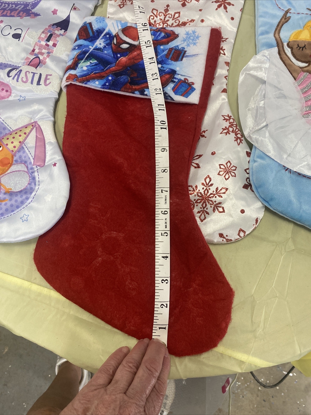 LOT OF 4 Christmas Stockings Ballerina, Spider-Man, Peppa Pig