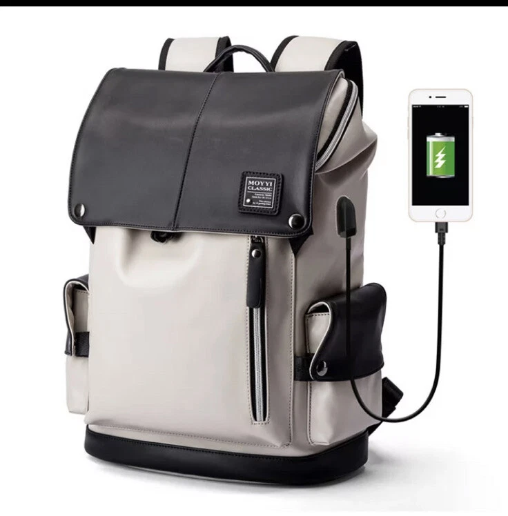Vegan Leather Travel Shoulder Bag Notebook School BackPack Men & Women USB Port
Opens in a new windo