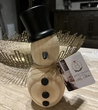 Becki Owens Wooden Neutral Snowman  NWT Winter
