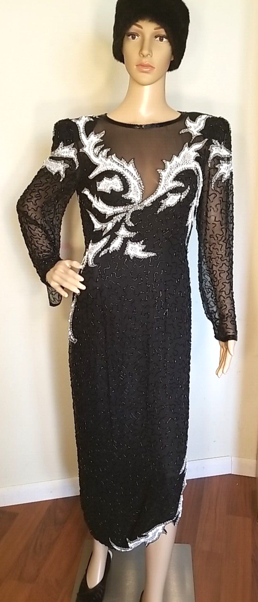 aj bari beaded dress Vintage 80s A.J. Sequins Silk Size 8 Almost Perfect Stunning Bari Black Dress. Web Collection: Transitional to AW53 Women's Stretch low-top sneaker Apparel Color:Lavender