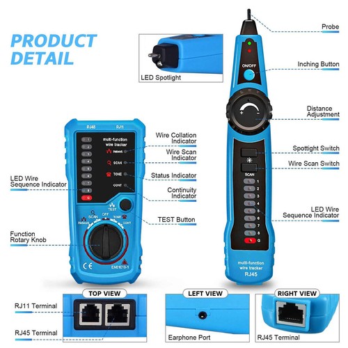 FWT11 Handheld Cable Finder Handheld Wire Tracker LAN Network Cable Detector UK - Picture 8 of 12