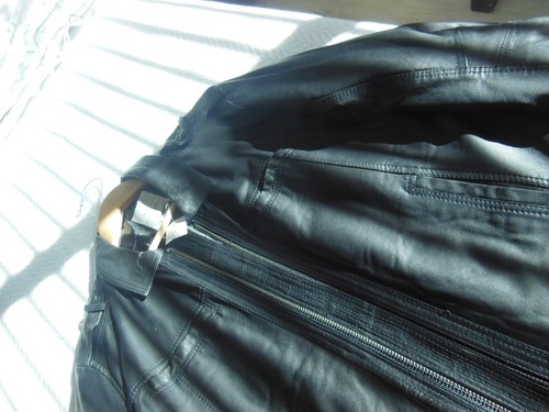 J.LINDEBERG Zip Up Moto Jacket Men's Size Large Black Tyrone Sleek Leather - Picture 6 of 11