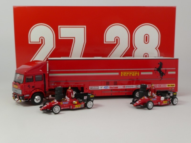 Brumm Old Cars Fiat Iveco 190 Ferrari F1 C4 race transporter set