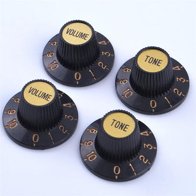 Black W/ Gold Witch Hat AMP Black & Gold Skirted Volume Tone Control Knobs