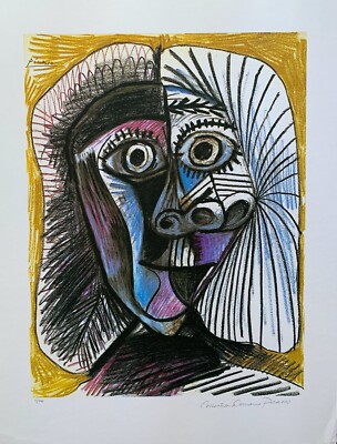 Pablo Picasso BLACK & YELLOW DRAWING Estate Signed Numbered Giclee