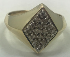 14 karat diamond ring 14K yellow  white gold 0.40 carat men's diamond top ring