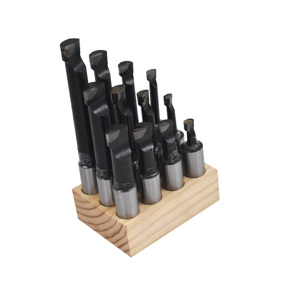 FINDMALL 3/4" BORING BAR SET PRO QUALITY 12 PCS CARBIDE TIPPED BARS 3/4" SHANK LATHE TOOL