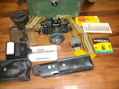 Canon A-1 Camera Bundle w/3 Lenses, Flash, Winder & Bag | eBay