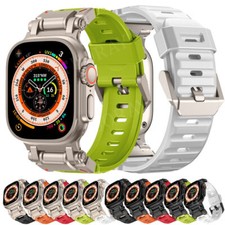 For Apple Watch Series 9 8 7 6 5 4 SE Ultra 2 49mm Metal Fluororubber Band Strap