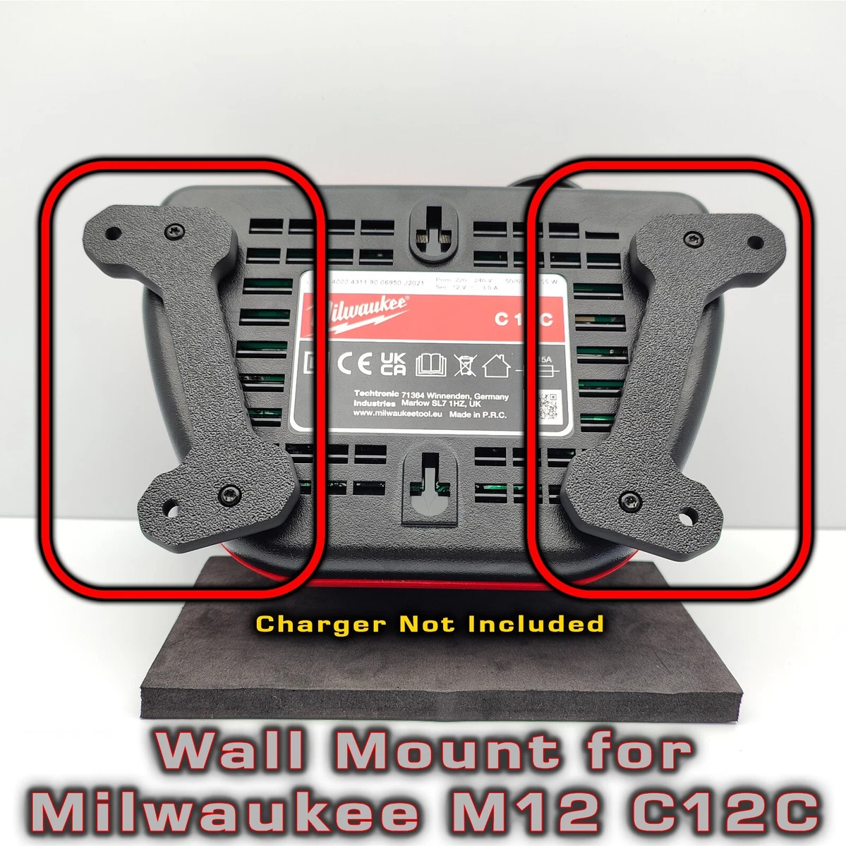 Wall Mount for Milwaukee M12 C12C 12V Battery Charger For Garage
